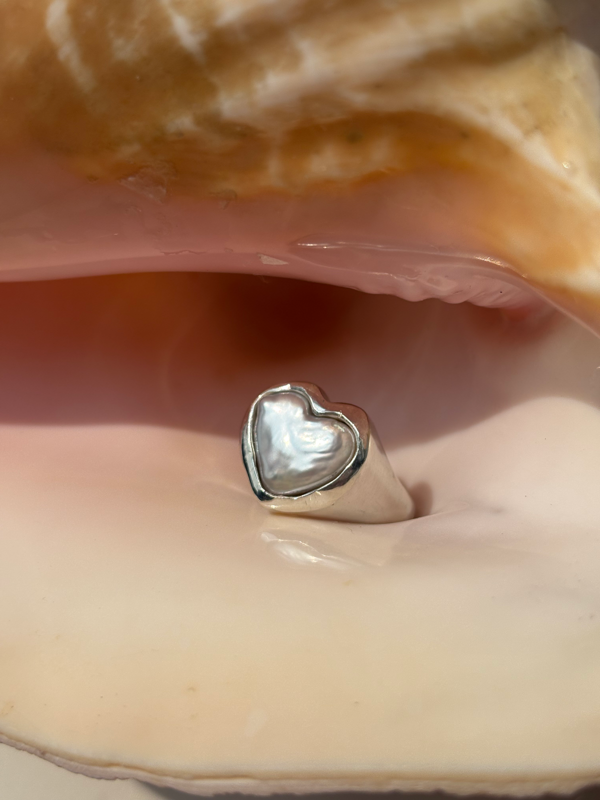 Heart Shaped Pearl Ring image 0