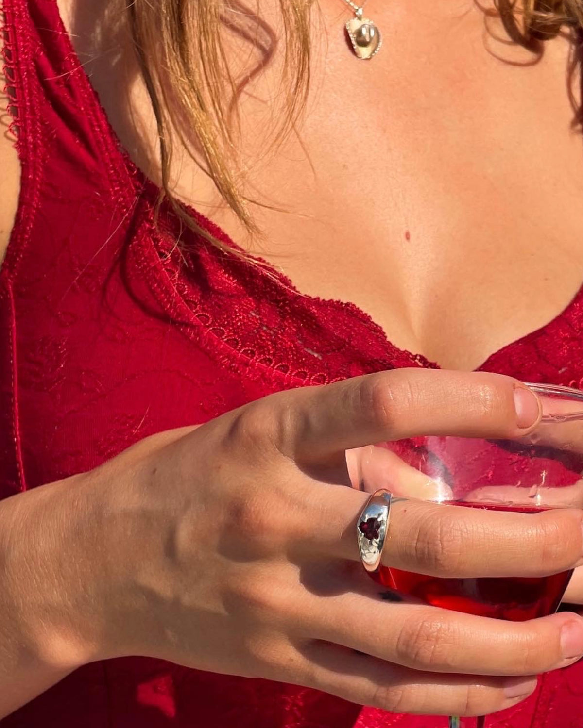 Heart Garnet Ring